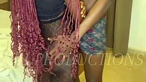 Real african couple enjoys hot foreplay with handjobs and massages on her petite body