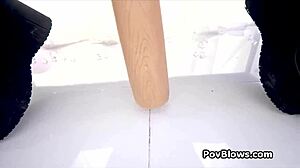 How does Gracie in fishnets and cosplay uniform feel sliding on your cock pov?