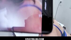 Stepson catches his stepmom in the bathroom for a quick session. They go doggystyle after she's blackmailed into the steamy encounter.