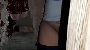 Caught stranger masturbating hairy pussy in abandoned house, watched her orgasm intensely