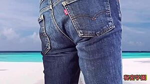 In a thrilling outdoor escapade, she teases in a sexy bikini at the beach. Then comes intense handjob masturbation leading to explosive ejaculation in the shower.