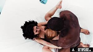 Watch petite 18+ Jane Wilde eat Rob Pipers ass! Then she takes his monster cock hard in rough orgasm sex!