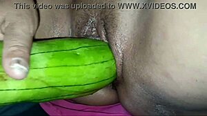 amateur 1 on 1 fingering mature pussy with fruit and hard cock