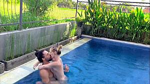 Blonde Girlfriend Gives Deepthroat Blowjob in Pool, But What Happens Next?