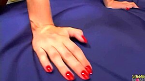 Why does amazing gianna show off big natural boobs before deepthroat and cowgirl fucking on blue bed?