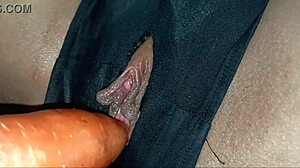 amateur 1 on 1 fingering mature pussy with fruit and hard cock