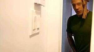 contrasting big tits blonde and brunette milf sluts in pov cock sucking action