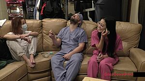 bratty orphans cheerleading physical gets wild with blaire celeste in backstage nurse fetish tickling feet gloves