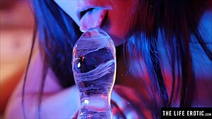 Witness Her Inserting Huge Ice Dildo Into Tight Asshole