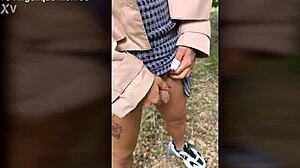 Oh, look at that ladydick and pee action in the park with this shemale tranny transwoman transgirl.