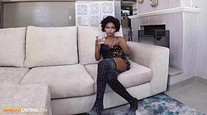 Big tits ebony rides huge producer cock after fake modeling casting interview