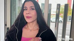 i caught skinny latina rousse black and gave her a dirty blowjob with cum swallow in missionary