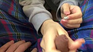 brunette babe watched me jerk on the balcony then sucked my cock outdoors until i filled her mouth with cum