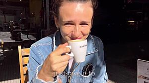 Brazen guy talks cute brunette girl next door into anal sex with creampie