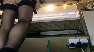 Sexy Milf With Long Legs And Big Pussy Lips Serves Guests In Mini Skirt Despite Winter Cold