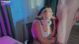 Stunning stepsister practicing footjob and blowjob skills feels so intense with daddy taboo fetish sucking.