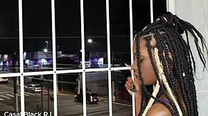 Watch this hot couple fuck hard at the apartment window!