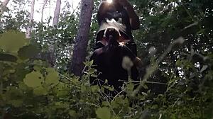 Brunette Stepsister Gets Face Fucked in Woods, But Her Boyfriend Might Catch Us Outdoors