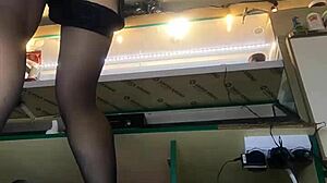 Sexy Milf With Long Legs And Big Pussy Lips Serves Guests In Mini Skirt Despite Winter Cold