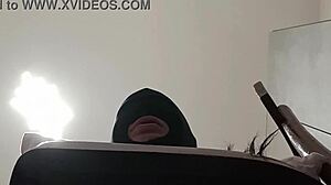 This tied-up blindfolded ballgagged milf gets fucked hard in mouth pussy and ass