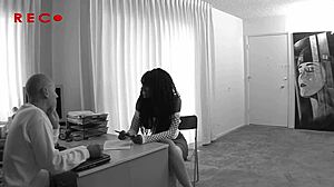 Black Babe Nyomi Banxxx Takes White Cock Deep in Shaved Pussy with Blowjob and Doggystyle Fucking