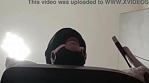 This tied-up blindfolded ballgagged milf gets fucked hard in mouth pussy and ass