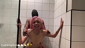 michikomalandro sucks big black cock then gets anal fucked in shower
