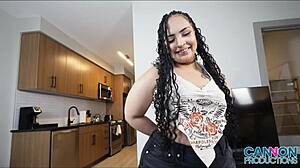 Big booty mixed cutie Sunny Bunny bangs her boyfriend with deepthroat blowjob and interracial doggystyle. She rides monster cock in cowgirl for cum on ass.