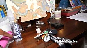 Light skinned newbie Honey surprises with her ghetto ebony cock play in this reality pornstar scene