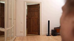 Russian Beauty Teases in Chic Outfit Before Bareback Blowjob and Creampie Action