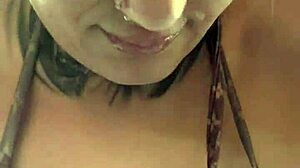 Gym workout leaves her all wet with sweat dripping down her legs profusely