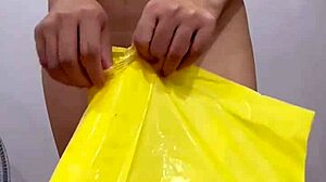 I unbox myself as Asian teen with tight hairy pussy in close up bedroom view