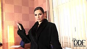 Eve Angel Brunette Milf Pornstar Masturbating In Office! Fingering Solo With Vibrator Stockings Boots And Lingerie At Work