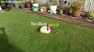 Kiwi trashy milf uses massive pumpkin as a toilet seat in the back yard