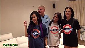 Wee mans lucky night with double blowjobs from big natural tits babes in cowgirl riding and doggystyle fucking - juicy pussy licking orgasm action!