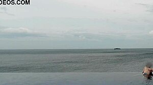 Look at my cute Japanese feet and ponytail while I'm in the infinity pool as a skinny college student