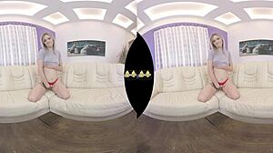 Blonde Czech Teen 18+ In Close-Up Dildo Fucking And Fingering On Sofa