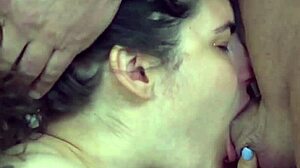 vanilla big italian slut bends over for deepthroat and gaping anal with cum swapping 😈