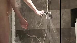 Adorable Brunette College Student Newyokumaimai Takes Cute Solo Shower In Ponytail.