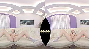 Blonde Czech Teen 18+ In Close-Up Dildo Fucking And Fingering On Sofa