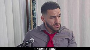 Assistant and client team up casually in a threesome. They suck and fuck the boss's cock anytime with big tits blowjob and cowgirl riding.