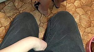 I secretly masturbate next to stepmom in kitchen wearing jeans and miniskirt 😏