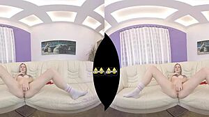 Blonde Czech Teen 18+ In Close-Up Dildo Fucking And Fingering On Sofa