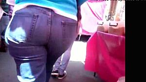 Big-ass woman spotted on the street in jeans.