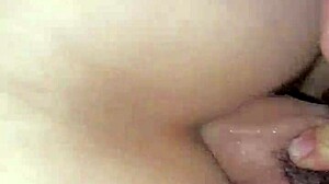 Anal cum shot stretches tight asshole with creampie.