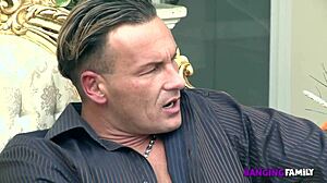 Banging family story where hot step-brother bangs his step-sister with big cock blowjob action.