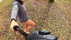 Naked Brunette Walks Alone in Forest