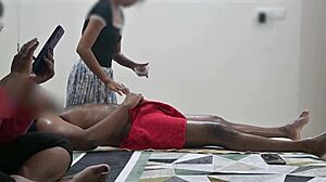 Can you give happy ending spa massage right in front of customer lady?