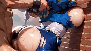 Whoa, Batgirl and Chun-Li are getting rough hardcore action with big tits bouncing!