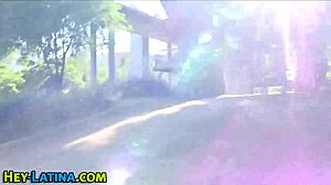 Real latina teen 18+ sucks big cock in heels